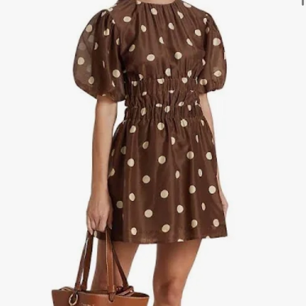 SIR the label Brown Puff Sleeve Mini Sundress